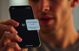 ExpressVPN iOS convenience: New Features Redefine Privacy A user speaking into an iPhone, with a Siri interface bubble showing "Turn on ExpressVPN" and the ExpressVPN app connecting in the background, demonstrating ExpressVPN iOS convenience through hands-free voice control.