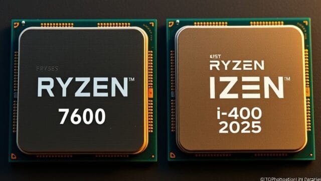 Ryzen 5 7600 vs i5-13400F 2025: Which CPU To Buy? Detailed CPU die comparison for the Ryzen 5 7600 vs i5-13400F 2025, highlighting key architectural differences.